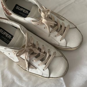 Golden Goose Super-Star Sneakers with Pink Glitter Heel